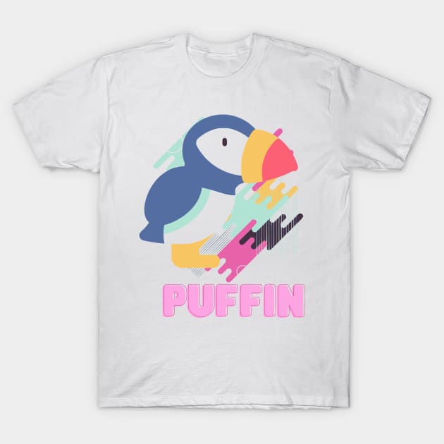 Puffin Geometric T-Shirt by ODIN DESIGNS